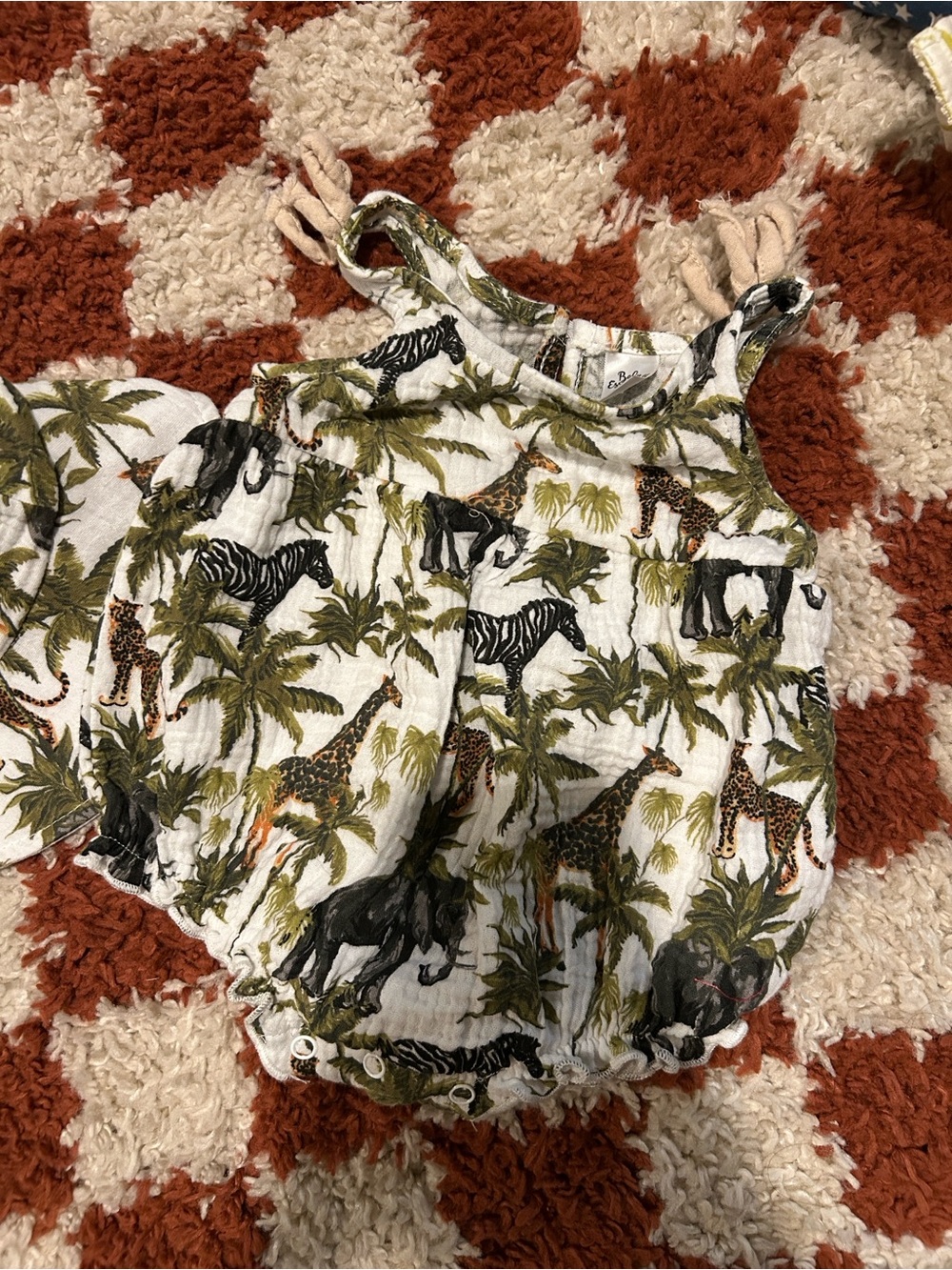 Baby Essentials Kids Jungle Animal Romper in White & Green